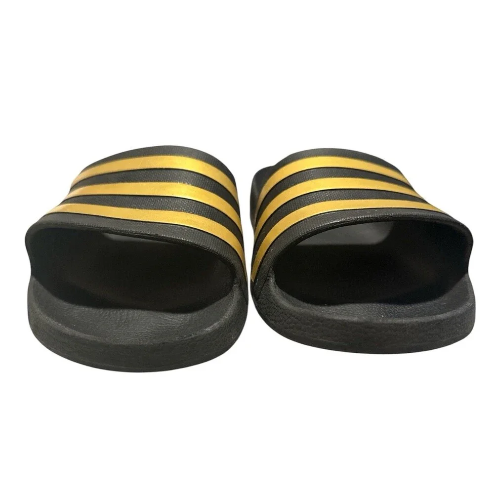 Adidas Adilette Aqua Slides Mens Size 12 Sandal Shoe Black/Gold Metallic EG1758